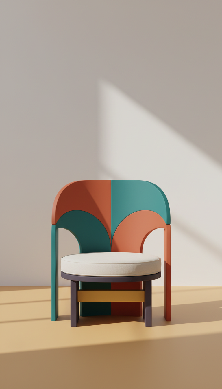 Sculptural Accent Chair In Lacquered Wood
